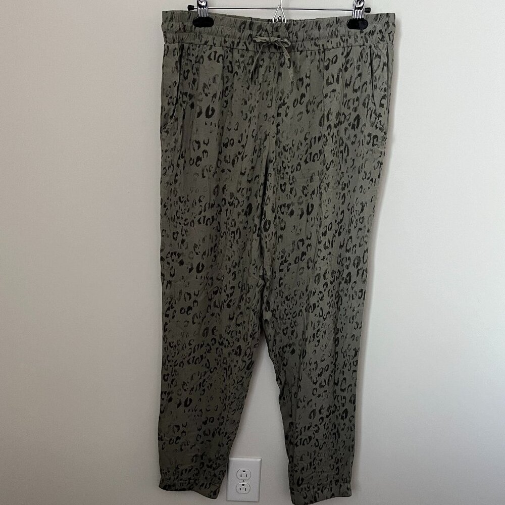 Pink Rose Olive Leopard Print Joggers XL